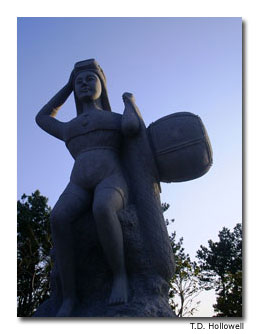 A haenyo monument in a walking park near Jungmun Beach, on the southwest corner of Jeju Island, commemorates the bravery of the diving women.