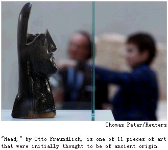 "Head," by Otto Freundlich, is one of 11 pieces of art that were initially thought to be of ancient origin.