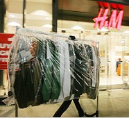  Inexpensive clothes are sold at stores like H&M, above